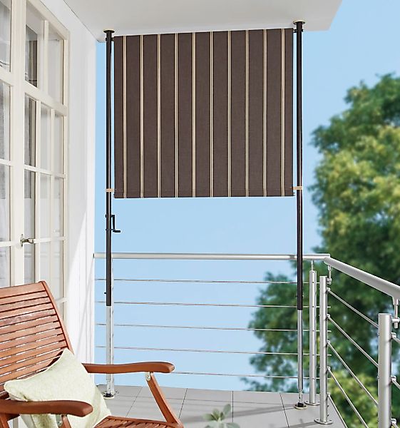 Angerer Freizeitmöbel Klemm-Senkrechtmarkise, braun/weiß, BxH: 120x225 cm günstig online kaufen