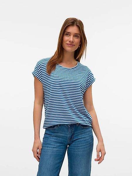 Vero Moda Rundhalsshirt VMAVA PLAIN SS TOP STRIPE GA JRS NOOS Materialmix, günstig online kaufen