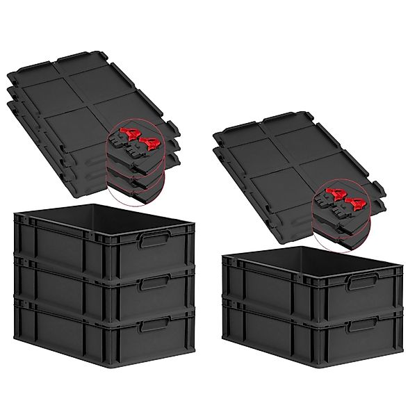 PROREGAL SuperSparSet 5x Eurobox Nextgen Grip Mit Scharnierdeckel Und Roten günstig online kaufen