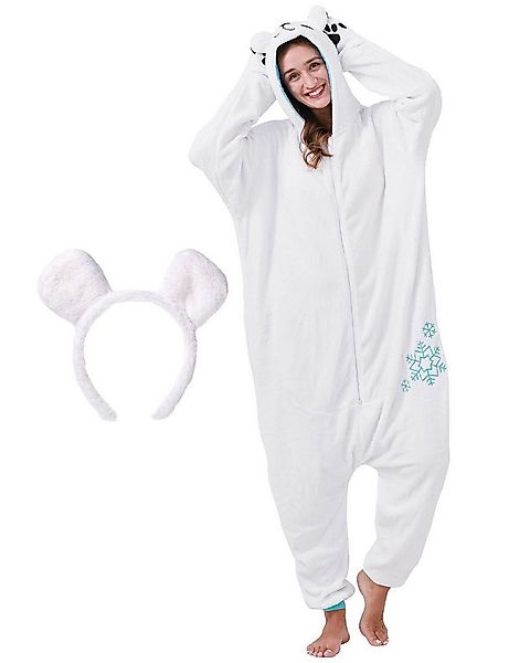 Corimori Partyanzug Flauschiges Eisbär-Kostüm mit Haarreif, Jumpsuit, Pyjam günstig online kaufen