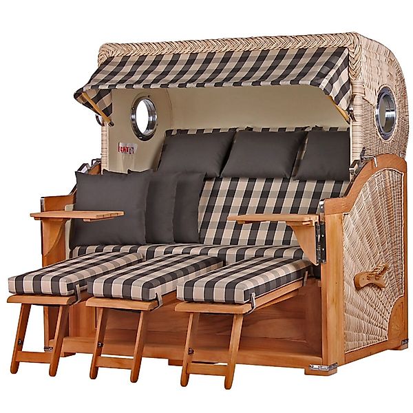 bene living Strandkorb Komplettset Königssee 3 Sitzer Teak Bullauge PE Shel günstig online kaufen