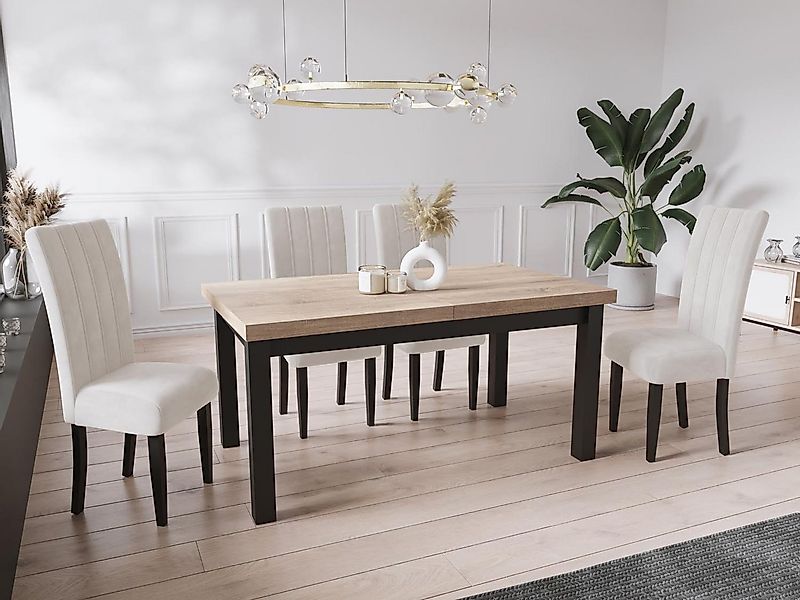 WFL GROUP Esstisch Gemini ausziehbar rechteckig modern mit schwarzen Holzbe günstig online kaufen