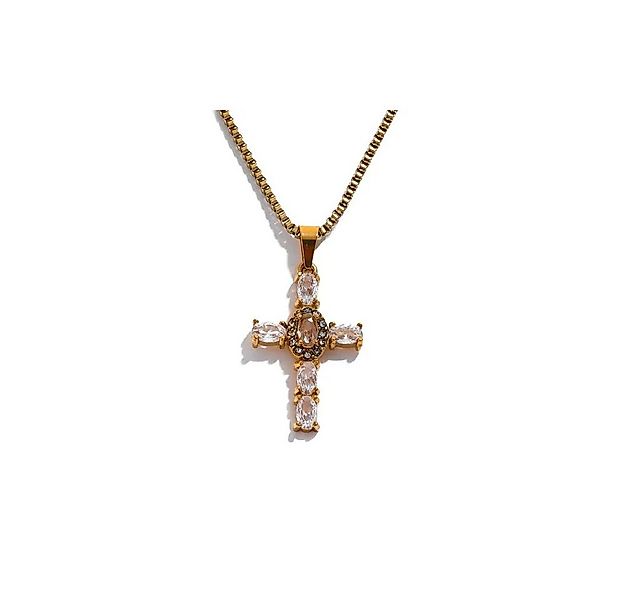 SHELAGO Kette mit Anhänger - Zirkonia Kreuz Halskette Damen - Edelstahl Ket günstig online kaufen