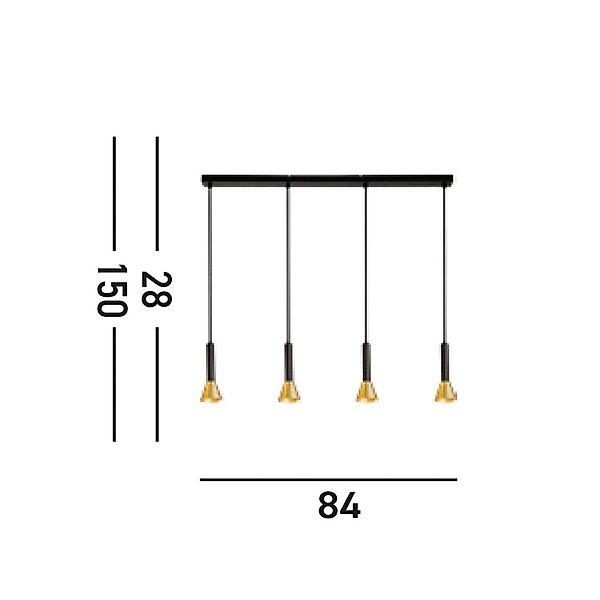 Hängeleuchte Signal, Länge 84 cm, schwarz/goldfarben, Metall günstig online kaufen