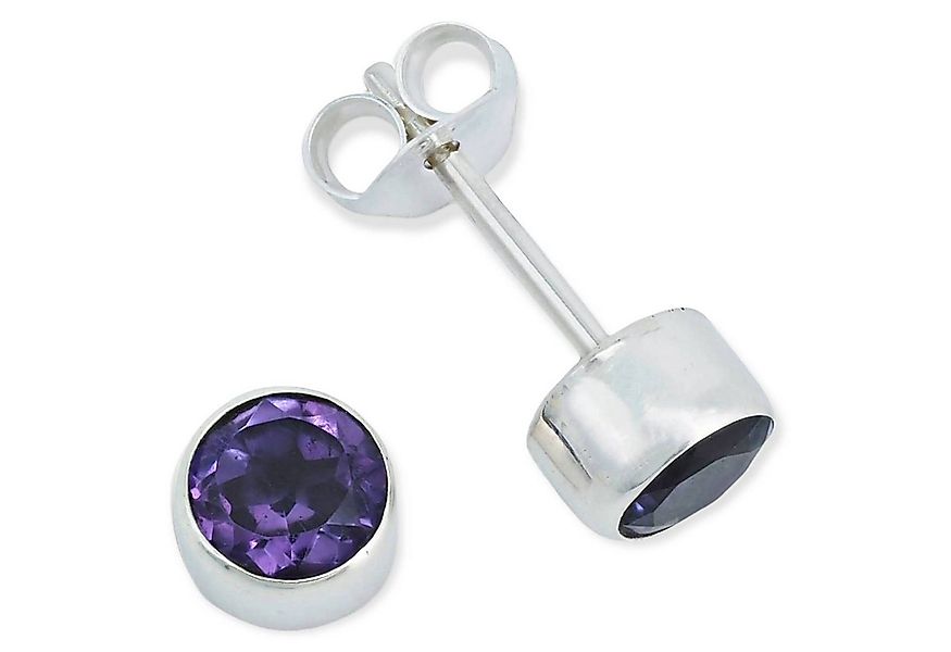 mantraroma Paar Ohrstecker SAMA rund klein aus 925 Silber mit Amethyst face günstig online kaufen