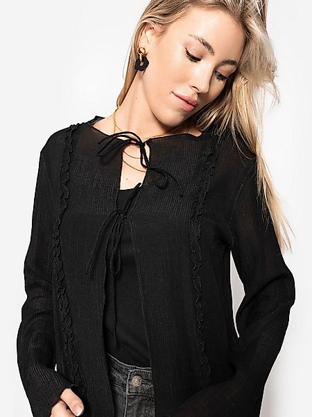 SASSYCLASSY Langarmbluse Feminine Bluse Damen mit Rüschen und Schleifen Luf günstig online kaufen