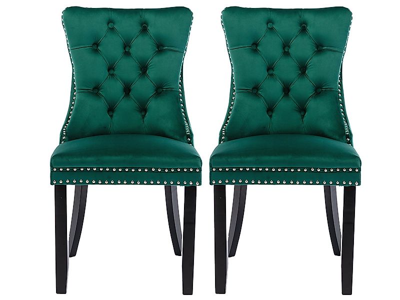 SeedWave Esszimmerstuhl 2er-Set Küchenstuhl Samtbezug, Holzfüße mit Verstel günstig online kaufen