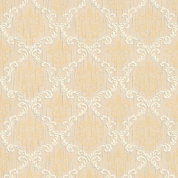 Bricoflor Elegante Tapete in Beige Weiß Gold Edle Vlies Textiltapete mit Ba günstig online kaufen