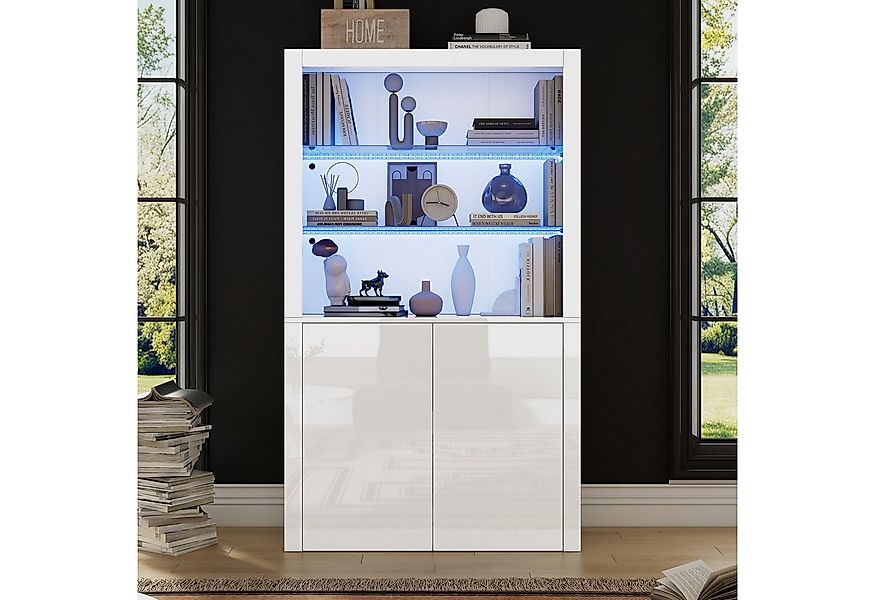 HAUSS SPOLE Vitrine Hochglanz mit LED-Leuchten, Displayschicht aus gehärtet günstig online kaufen