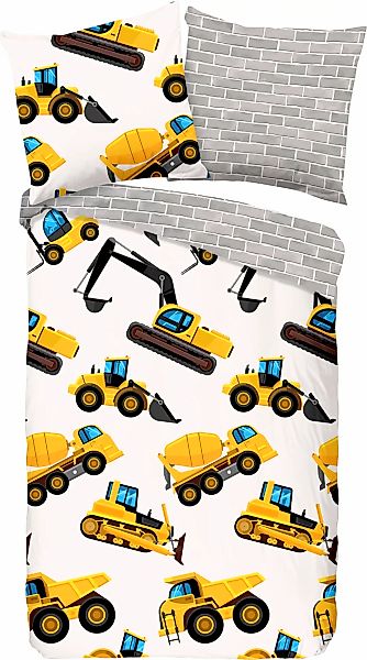 good morning Kinderbettwäsche »Dig«, Biber, 135x200, Weich, Warm, Reißversc günstig online kaufen