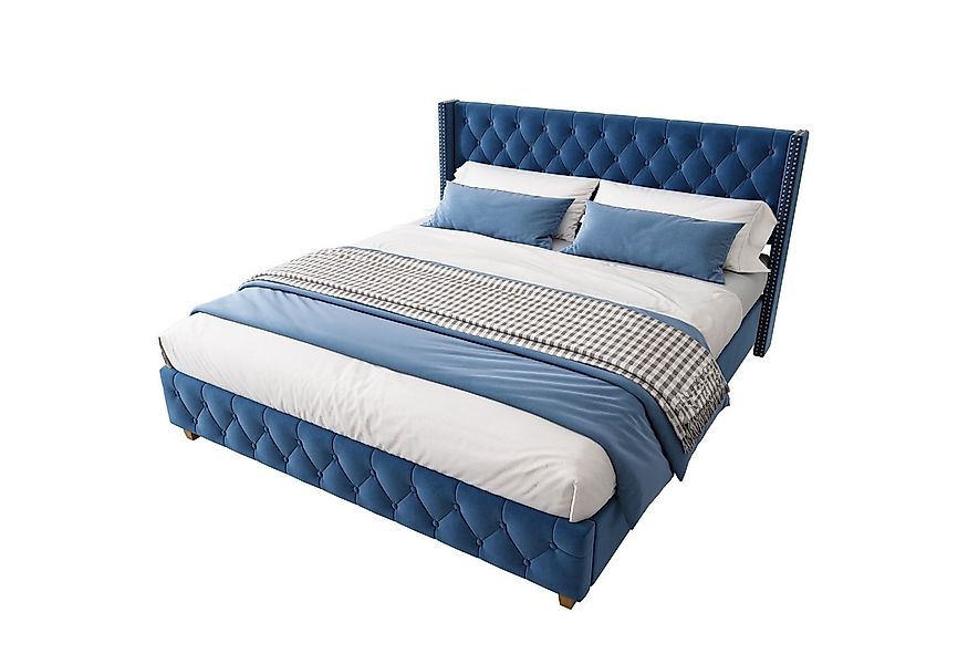 Flieks Polsterbett, Massivholz Doppelbett 160x200cm mit Lattenrost und Pols günstig online kaufen