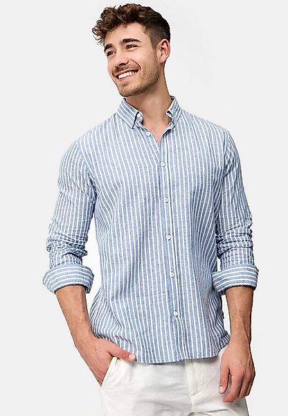 Indicode Langarmhemd Herren Brayden Herrenhemd Langarm mit Button-Down-Krag günstig online kaufen