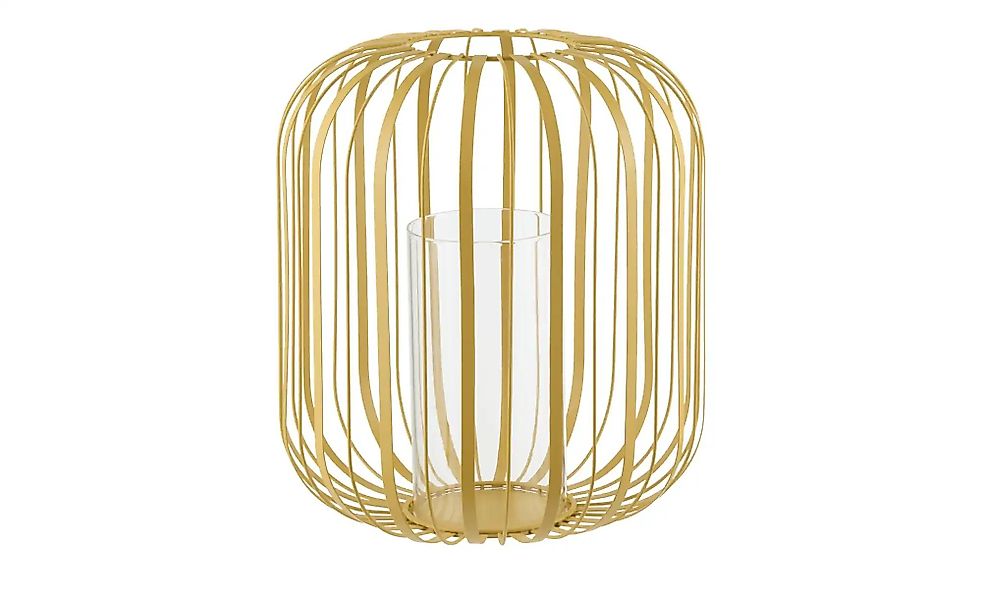 HOME STORY Windlicht   ¦ gelb ¦ Eisen,Glas ¦ Maße (cm): H: 27  Ø: 24.7 Acce günstig online kaufen