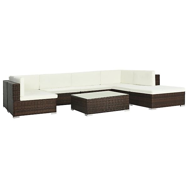 vidaXL 8-Tlg Garten-Lounge-Set mit Kissen Poly Rattan Braun 313751 günstig online kaufen