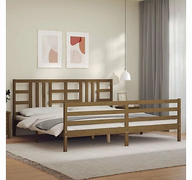 furnicato Bett Massivholzbett mit Kopfteil Honigbraun 200x200 cm günstig online kaufen