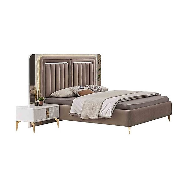 JVmoebel Bett Braun-Weißes Schlafzimmer Set Designer Doppelbett 2x Nachtsch günstig online kaufen