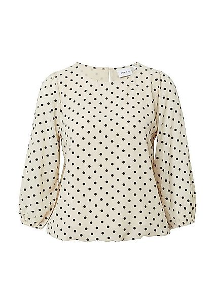 comma Kurzarmbluse Bluse Chiffonbluse mit Polka Dots und Elastiksaum günstig online kaufen