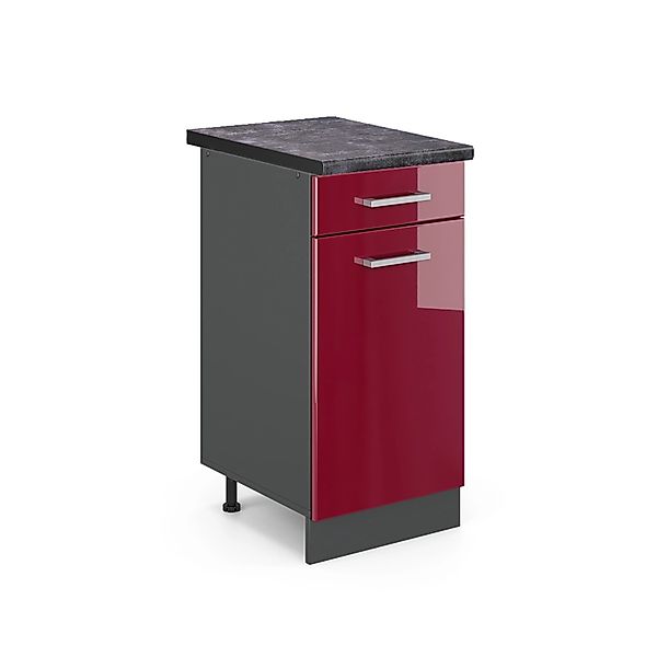 Vicco Küchenunterschrank R-Line Bordeaux Hochglanz/Anthrazit 40 cm AP Anthr günstig online kaufen
