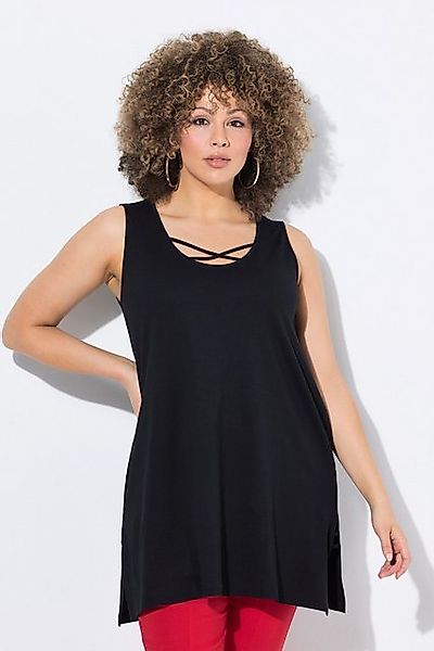 Ulla Popken Longtop Longtop Zierbänder A-Linie Rundhals ärmellos günstig online kaufen