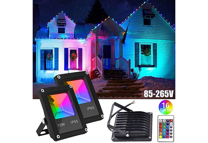 MUPOO LED Flutlichtstrahler RGB LED Flutlicht 10W,4 Modi Außenstrahler mit günstig online kaufen