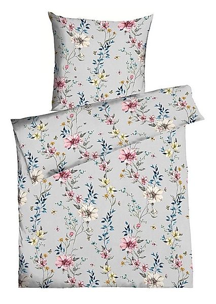 Kaeppel Bettwäsche FLAVIA, 135 x 200 cm, Silbergrau, Rosa, Blau, Satin, 2 t günstig online kaufen