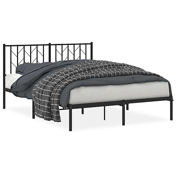 vidaXL Bettgestell, Bettrahmen mit Kopfteil Metall Schwarz 140x200 cm günstig online kaufen