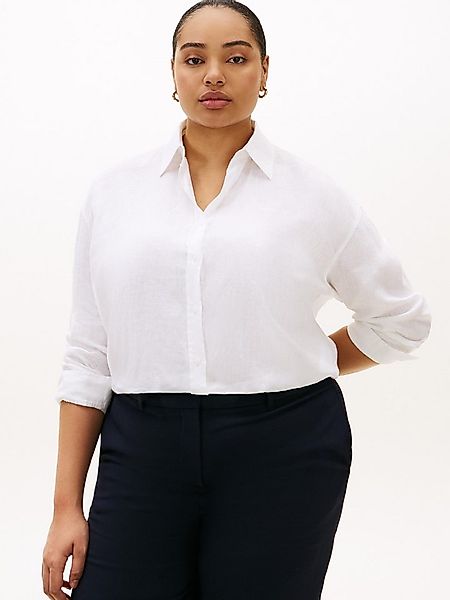 Tommy Hilfiger Curve Langarmbluse CRV ESS LINEN ROUND HEM SHIRT in großen G günstig online kaufen