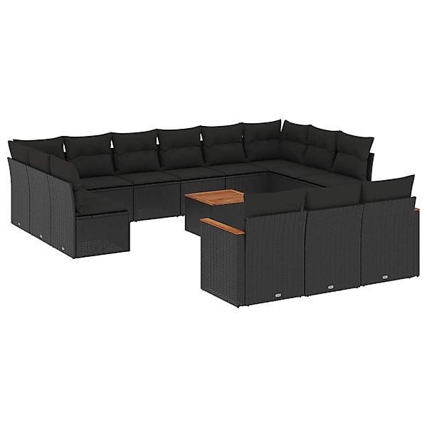 vidaXL 14-tlg Garten-Sofagarnitur mit Kissen Schwarz Poly Rattan Modell 27 günstig online kaufen