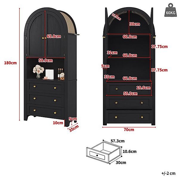 Odikalo Hochschrank Standvitrine Schließfach Sideboard Regale Kombikommode günstig online kaufen
