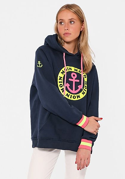 Zwillingsherz Hoodie mit Aufschrift Moin und günstig online kaufen