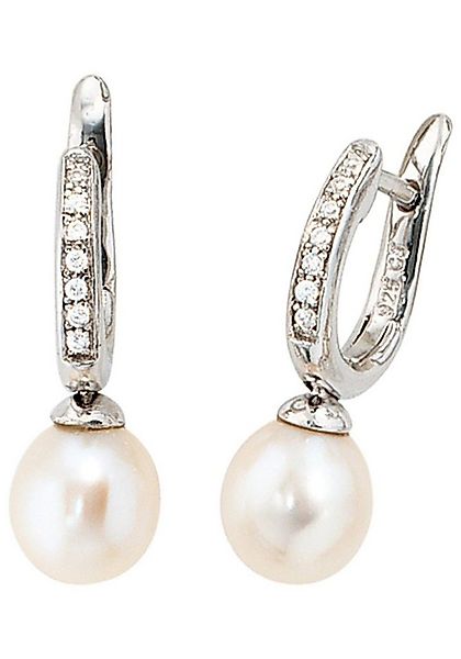 JOBO Perlenohrringe, 925 Silber mit Süßwasser-Zuchtperlen und Zirkonia günstig online kaufen