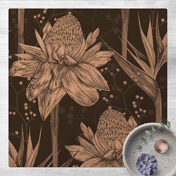 Kork-Teppich Florale Eleganz Vintage Strelitzie günstig online kaufen