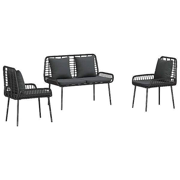 vidaXL Garten Essgruppe 3-Tlg Schwarz Anthrazit Poly Rattan Stahl 42010358 günstig online kaufen
