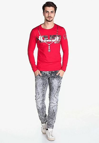 Cipo & Baxx Langarmshirt mit stylischem Glanz-Look günstig online kaufen