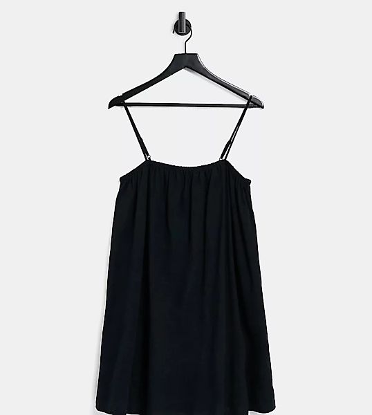 COLLUSION Plus – Strukturiertes, kurzes Camisole-Sommerkleid in Schwarz günstig online kaufen