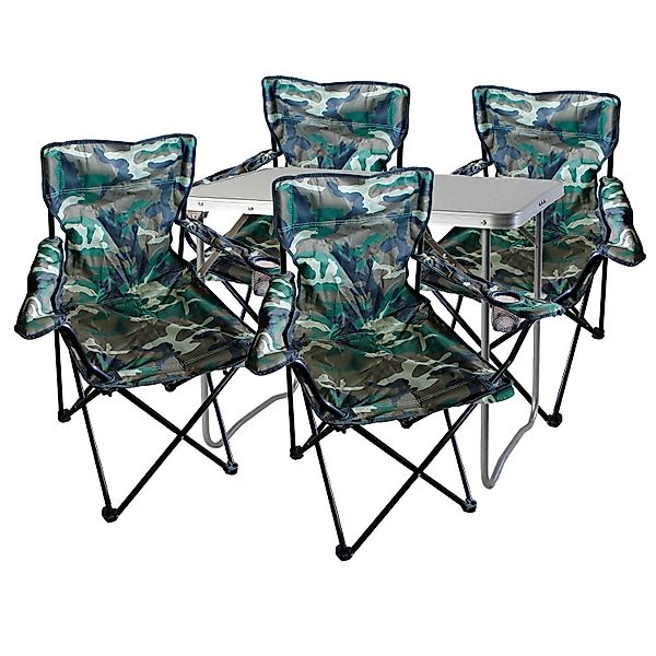 Mojawo 5 Teilig Campingmöbel Set Alu Camouflage mit Tragegriff Camping L70x günstig online kaufen