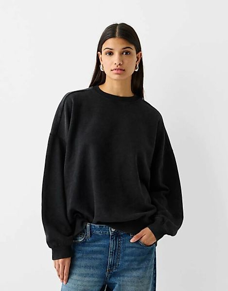 Bershka Oversize-Sweatshirt Damen L Grau günstig online kaufen