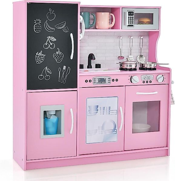 KOMFOTTEU Spielküche Kinderküche, mit Mikrowellen, Backofen, günstig online kaufen
