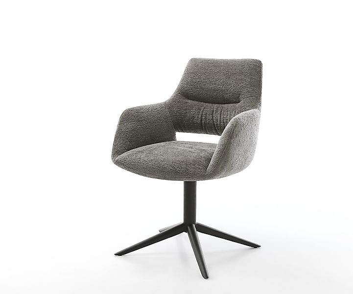 Drehstuhl Yago-Flex mit Armlehnen Bouclé Soft Schlamm Fußkreuz Schwarz 360° günstig online kaufen