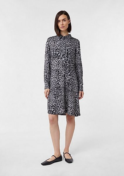 comma Minikleid Kleid Hemdblusenkleid aus Viskose mit Leo-Print günstig online kaufen