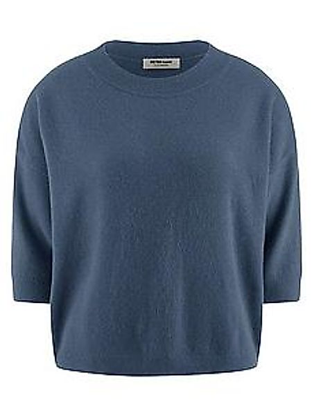 Rundhals-Pullover aus 100% Kaschmir Peter Hahn blau günstig online kaufen