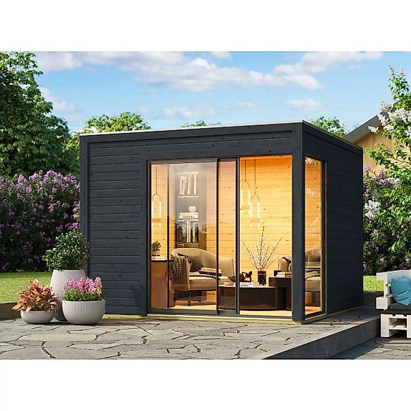 Karibu Gartenhaus Dillen 1 Anthrazit 38 mm 9,27 m² günstig online kaufen