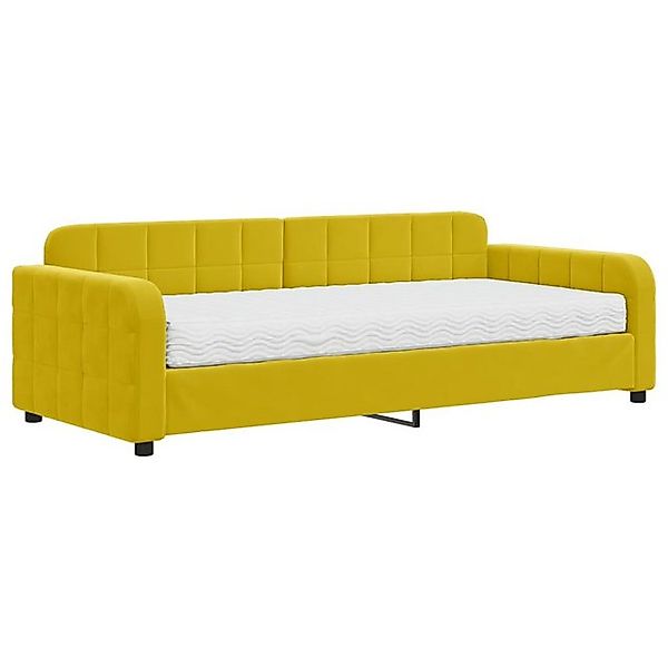 vidaXL Gästebett Gästebett Tagesbett mit Matratze Gelb 90x200 cm Samt Bett günstig online kaufen