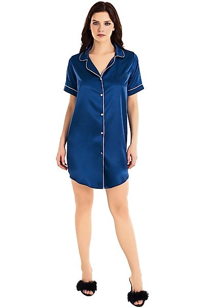 Nachthemd Satin-Nachthemd Tunika mit Zierborte günstig online kaufen