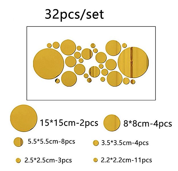 Coonoor 3D-Wandtattoo 32 Stück Acrylspiegel Wandaufkleber, Wandabziehbild S günstig online kaufen