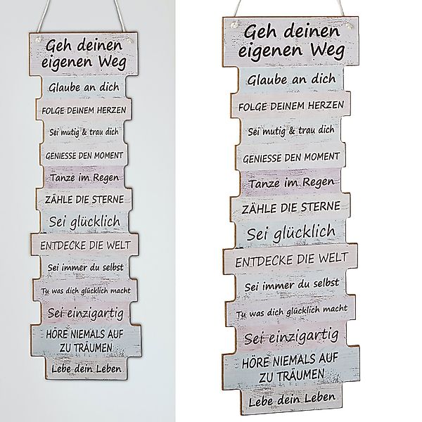 CEPEWA Kunstdruck Plankenschild Lebenseinstellung 15x41x0,6cm, Lebenseinste günstig online kaufen