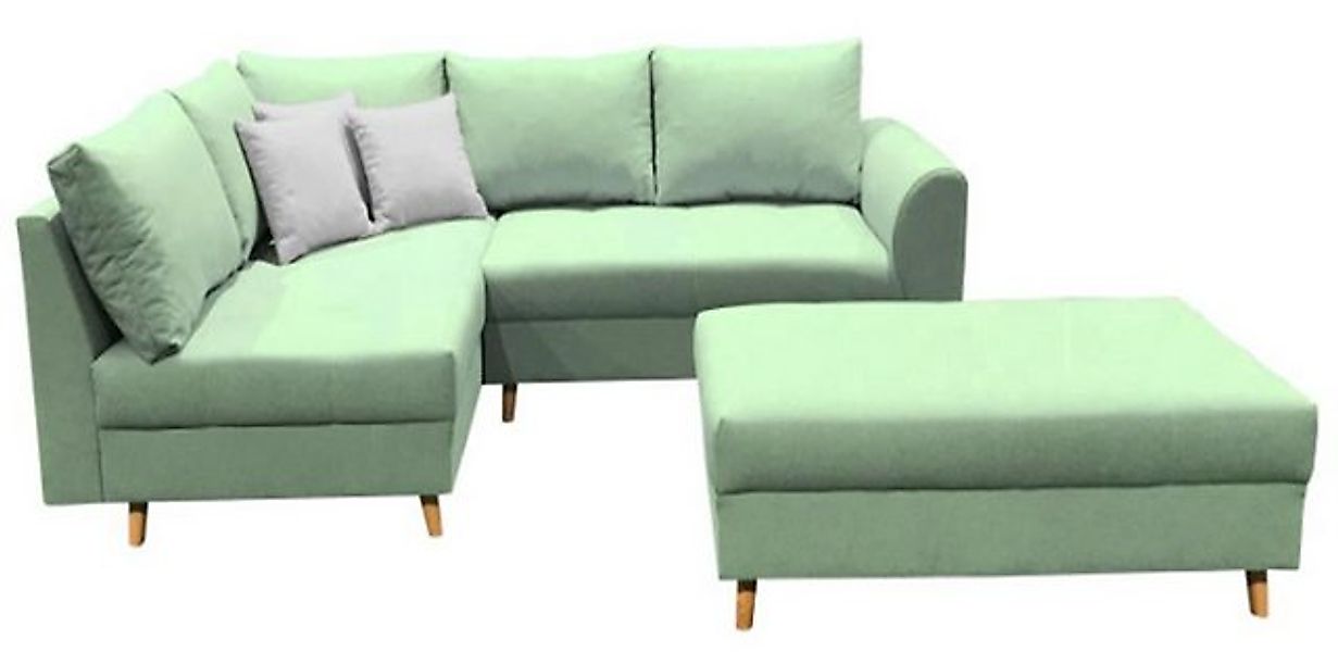 Xlmoebel Ecksofa L-förmiges Ecksofa mit Polsterung, Stoffbezug und Hocker f günstig online kaufen