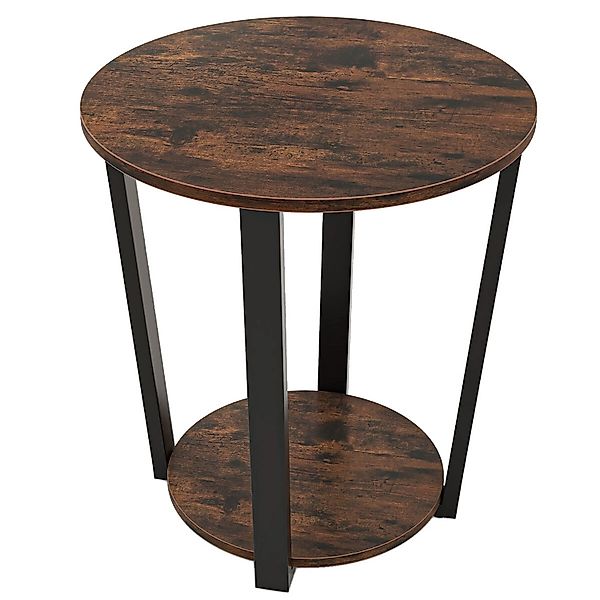 Costway Runder Beistelltisch Sofatisch mit Metallrahmen Braun günstig online kaufen