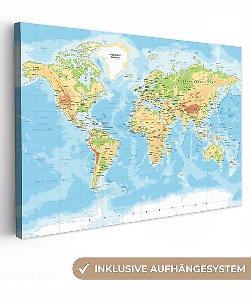 OneMillionCanvasses® Leinwandbild Weltkarte - Geographie - Atlas, Fotodruck günstig online kaufen