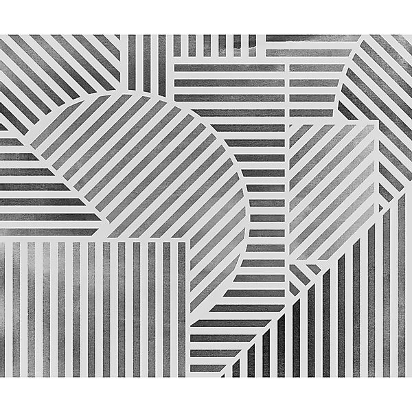 Komar Vliestapete Jeux de Lignes 300 cm x 250 cm Schwarz-Weiß günstig online kaufen